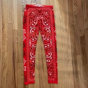 Red Paisley Print Leggings